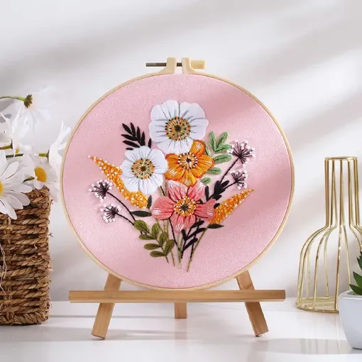 kit bordado iniciacion circular 20cms hilos patron motivo floral nro wg3d908 02 0