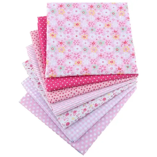 set 7 telas para patchwork 100 algodon 25x25cms x7 motivos diferentes rojos 0