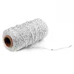 cordon algodon 2mms para macrame bicolor rollo 100mts color plateado blanco 0