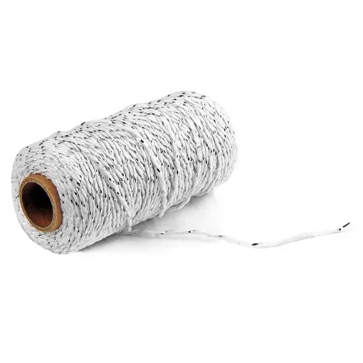 cordon algodon 2mms para macrame bicolor rollo 100mts color plateado blanco 0