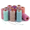 cordon algodon 2mms para macrame bicolor rollo 100mts color rojo verde 1
