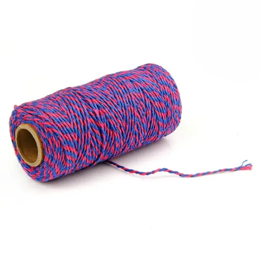 cordon algodon 2mms para macrame bicolor rollo 100mts color violeta rosado 0