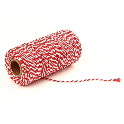 cordon algodon 2mms para macrame bicolor rollo 100mts color rojo blanco 0
