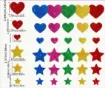 apliques adhesivos goma eva purpurina corazones estrellas 15 35mms x125 hoja a4 mismo color 0