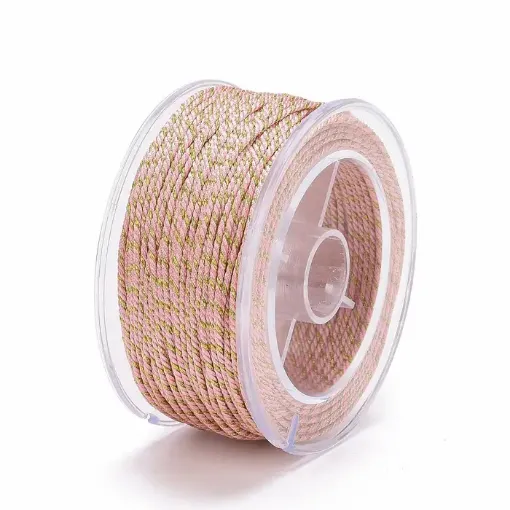 cordon trenzado polialgodon 1 5mm hilo metalizado x20mts colores rosado dorado 0