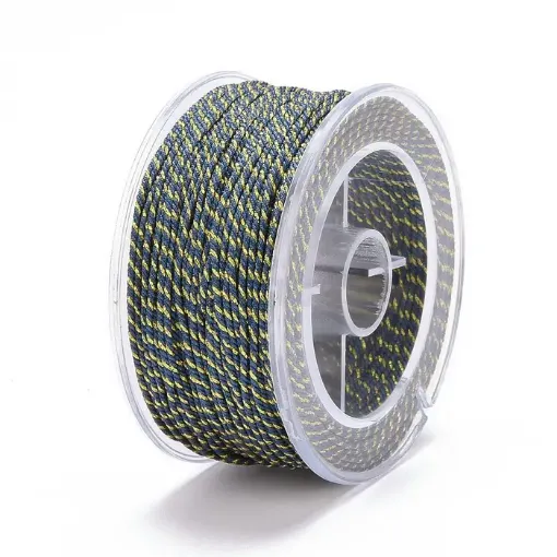 cordon trenzado polialgodon 1 2mm hilo metalizado x25mts colores azul marino dorado 0