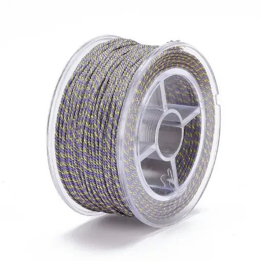 cordon trenzado polialgodon 1 2mm hilo metalizado x25mts colores purpura dorado 0