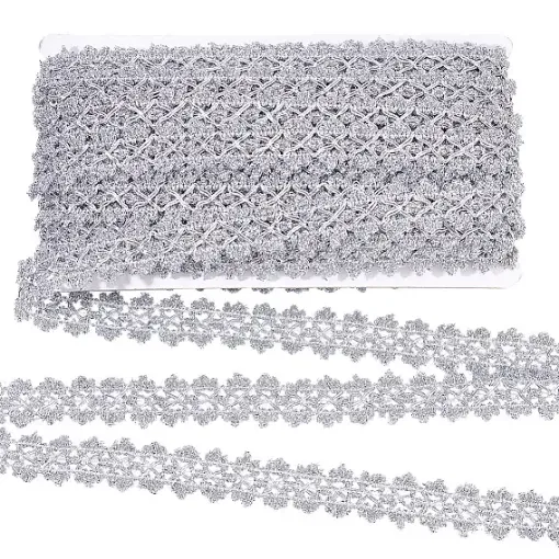 galon metalizado ribete poliester 26mms color plata por 18mts 0