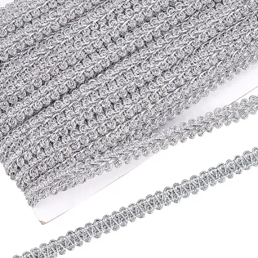 galon metalizado ribete poliester 10mms color plata por 25mts 0