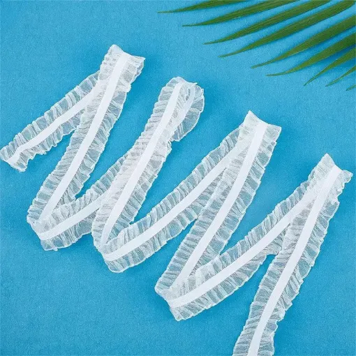 puntilla poliester cinta encaje elastica blanca 28mms ancho por 10 metros 0