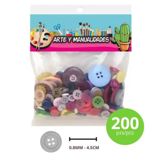 botones plastico para manualidades set x200 piezas medida 0 8 4 5cms colores surtidos 0