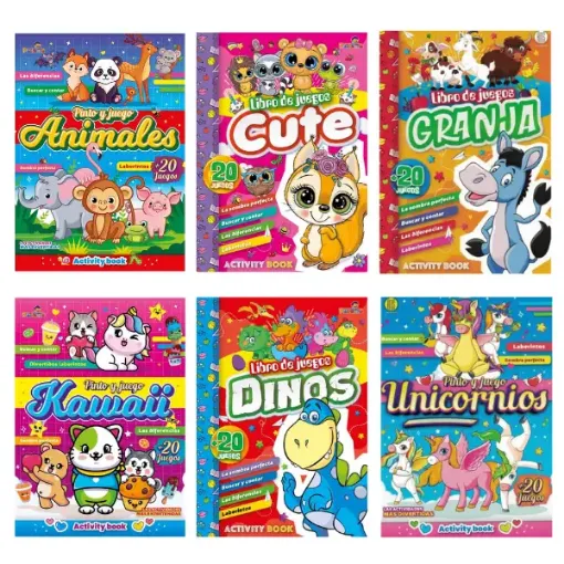 libro infantil activity book para pintar jugar 28x20cms 20 paginas varias tapas 0