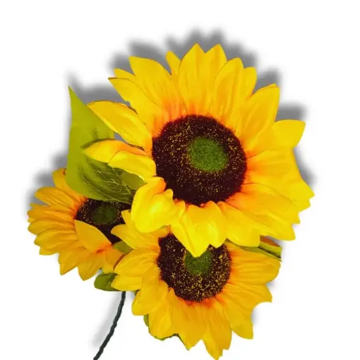 vara flores artificiales girasoles hojas x3 flores 14cms medida 75cms 0
