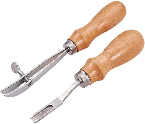 set 2 herramientas para cuero para recortar bordes ajustable para pliegue amngos madera 0