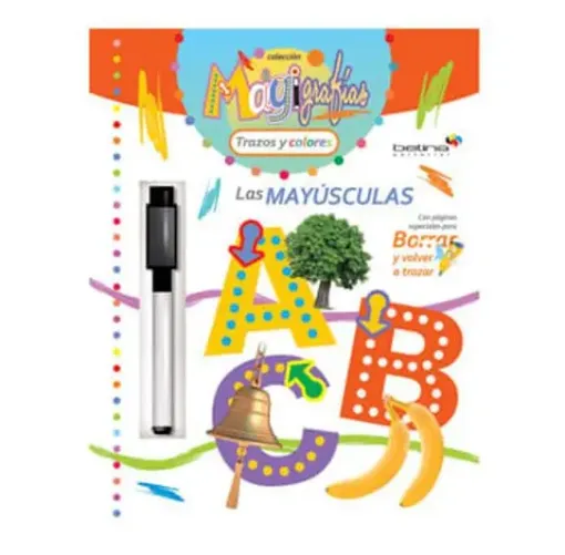 libro actividades infantil magigrafias trazos colores marcador tinta borrable tapa mayusculas 0