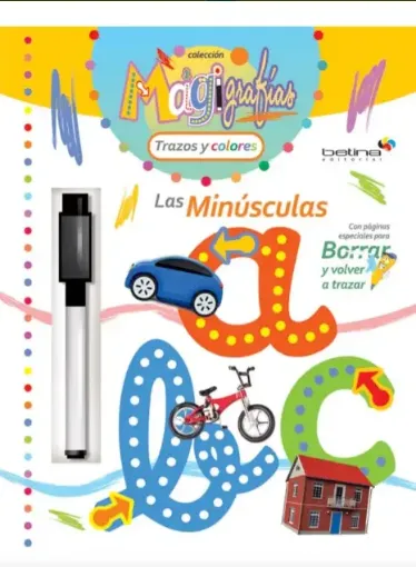 libro actividades infantil magigrafias trazos colores marcador tinta borrable tapa minusculas 0