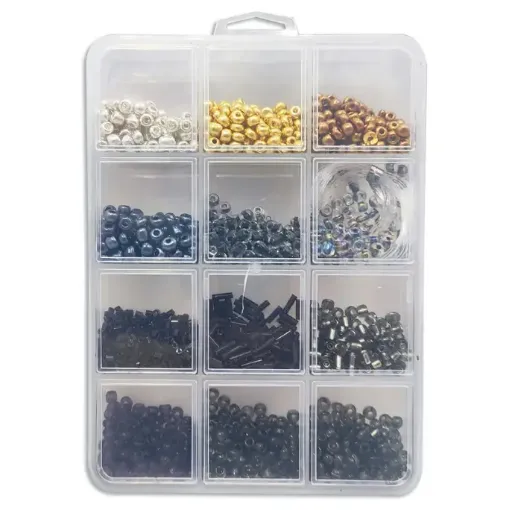 set bijou cuentas mostacillas canutillos valija 13x10cms 0