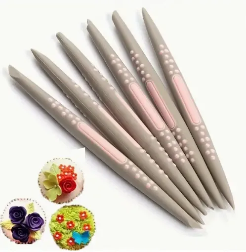 estecas silicona para modelado azucar fondant reposteria set 6 unidades doble punta 16cms 0