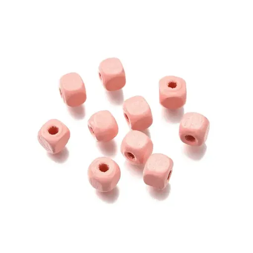 cuentas madera cubo 6mms pintadas x1000 unidades color rosa viejo 0