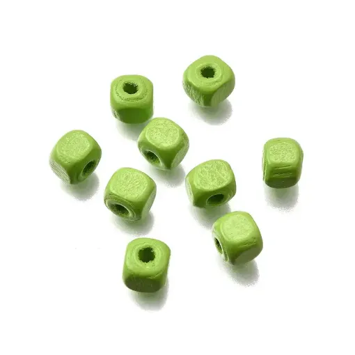 cuentas madera cubo 6mms pintadas x1000 unidades color verde manzana 0