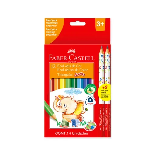 eco lapices color triangulares jumbo infantiles faber castell ecopencils caja 12 colores 0