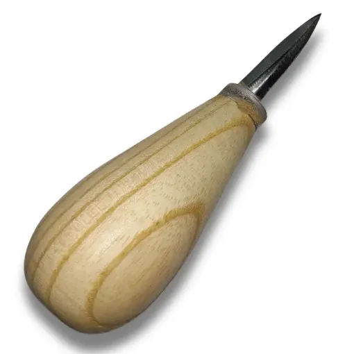 lesna nacional acero para talabarteria mango madera anatomico 10cms punta corte grueso 0