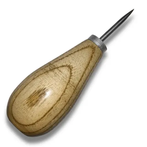 lesna nacional acero para talabarteria mango madera anatomico 10cms punta redonda 0