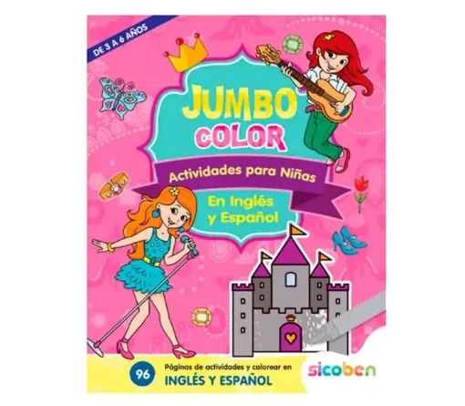libro educativo para colorear ingles espanol coleccion jumbo color nivel 4 sicoben x96 paginas 0