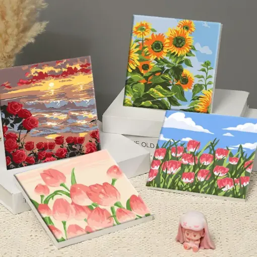 set para pintar por numero infantil bastidor impreso 20x20cms pinturas 0