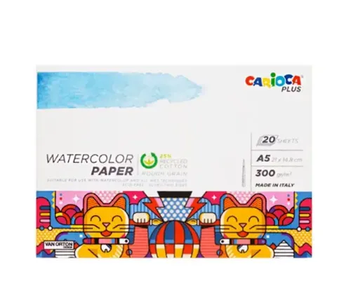 block dibujo para acuarela 300grs carioca medida a5 21x14 8cms 20 hojas 0