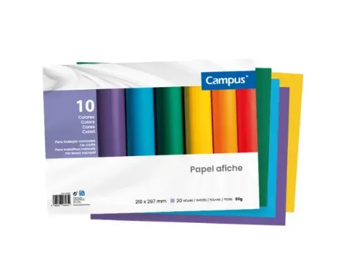 block papel afiche 80grs campus university x20 hojas a4 varios colores 0