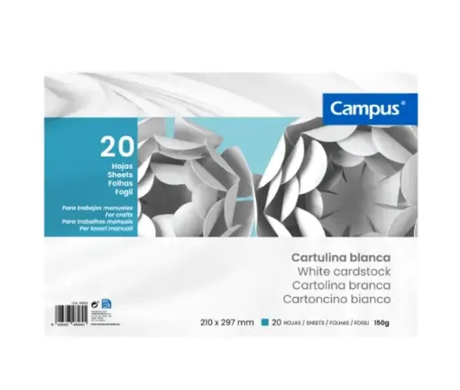 block cartulina blanca 150grs campus x20 hojas medida a4 0