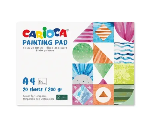 block para dibujo tempera acuarela papel 200grs carioca medida a4 21x29 7cms 20 hojas 0