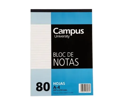 block notas apuntes renglones campus university medida a4 80 hojas 0