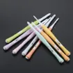 set 9 agujas crochet ganchillo mango madera bamboo 14cms x9 medidas 2 6mms 2