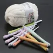 set 9 agujas crochet ganchillo mango madera bamboo 14cms x9 medidas 2 6mms 3