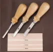 set 3 gubias curvas para cuero mango madera puntas 4mm 5mm 6mms 1
