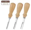 set 3 gubias curvas para cuero mango madera puntas 4mm 5mm 6mms 2