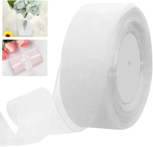 cinta organza 25mms por 5 metros color blanco 0