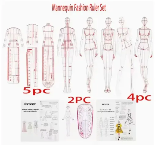 set 11 reglas acrilico flexible francesa multifuncional para realizar patrones humanoide costura 0