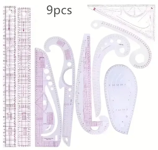 reglas acrilico flexible multifuncional para realizar patrones costura set 9 modelos 0