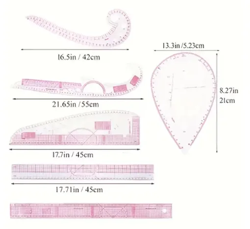 reglas acrilico flexible multifuncional para realizar patrones costura set 6 modelos 0