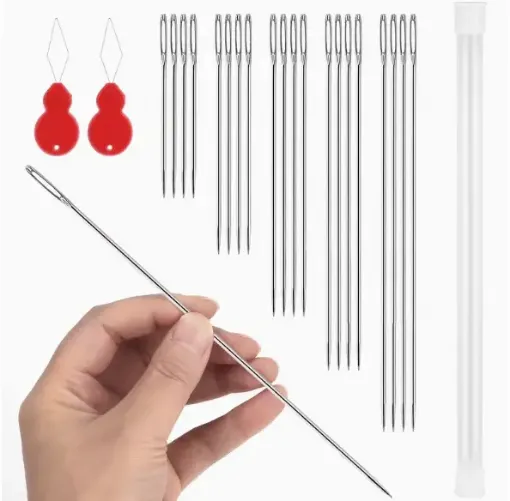 set 20 agujas hierro para coser cuero punto cruz ojo grande 5 medidas 8 8 18 50cms 0