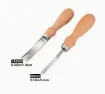 set 2 gubias curvas para cuero mango madera puntas 4mm 14mms 0