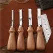 set 4 gubias curvas para cuero mango madera puntas 4mm 6mm 8mm 10mms 1