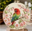 kit para bordar 18cms incluye tela hilos agujas sin bastidor motivo impreso loro flores 0