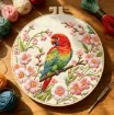 kit para bordar 18cms incluye tela hilos agujas sin bastidor motivo impreso loro flores 1