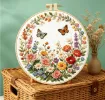 kit para bordar 18cms incluye tela hilos agujas sin bastidor motivo impreso jardin mariposas 2