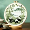 kit para bordar 18cms incluye tela hilos agujas sin bastidor motivo impreso pandas 0