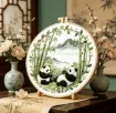 kit para bordar 18cms incluye tela hilos agujas sin bastidor motivo impreso pandas 1